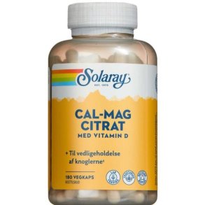 Solaray Cal-Mag Citrat + D-Vitamin 180 stk.