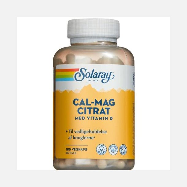 Solaray Cal-Mag Citrat + D-Vitamin 180 stk.