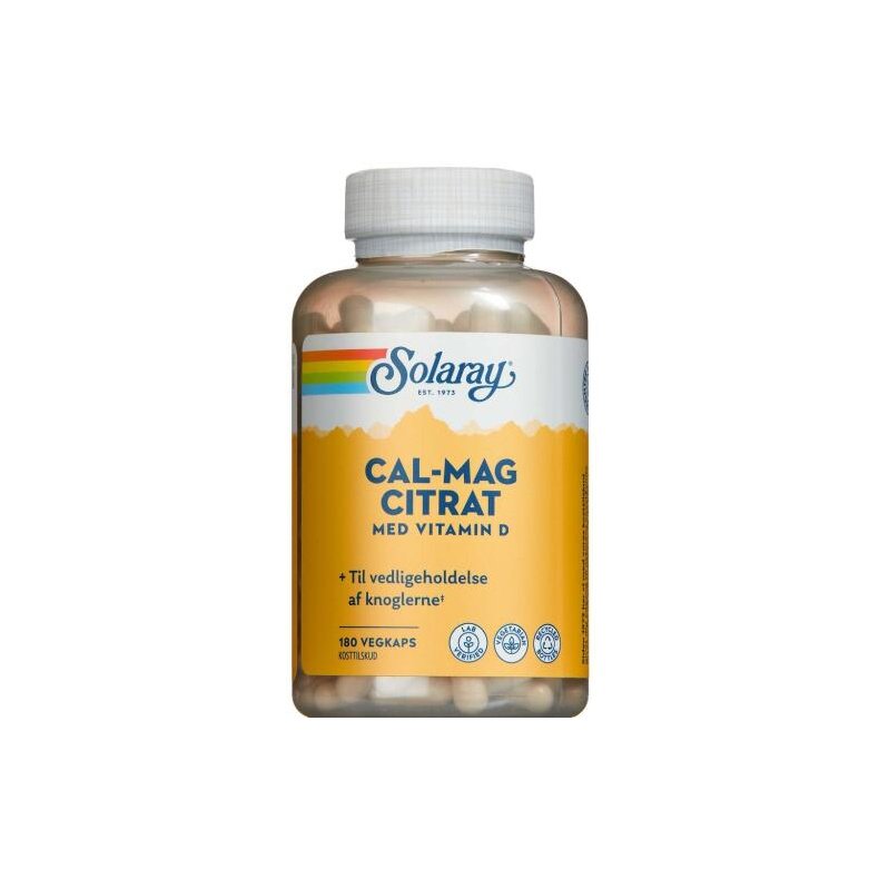 Solaray Cal-Mag Citrat + D-Vitamin 180 stk.