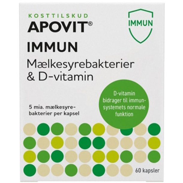 Apovit Immun M�lkesyrebakterier &amp; D-vitamin 60.stk