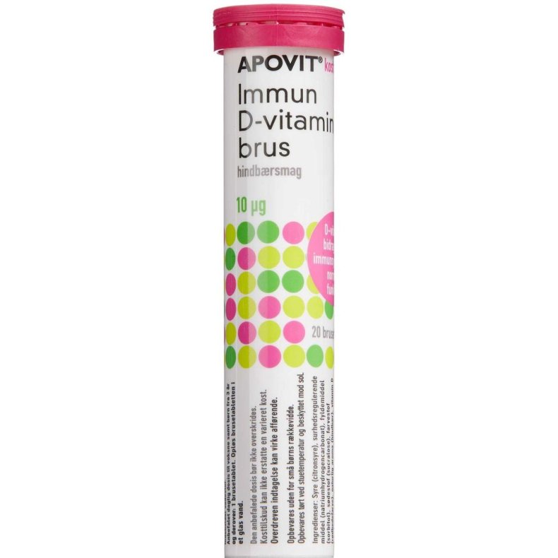 Apovit Immun hindbr D-vitamin 10mikg, 20 brusetabletter