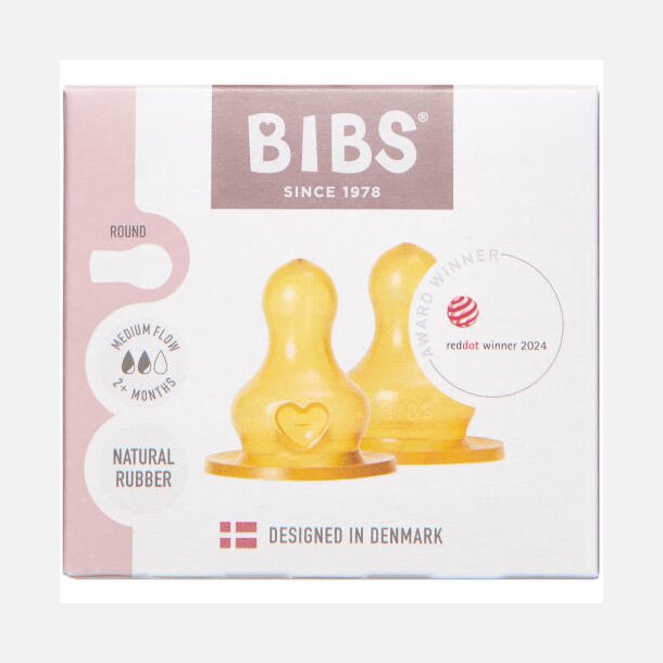 BIBS Flaskesut Latex Medium Flow, Rund 2.stk