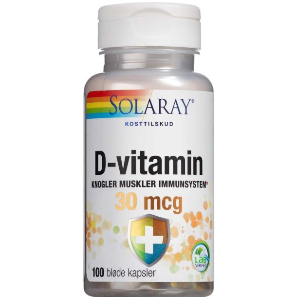 Solaray D-vitamin 30mkg 100kapsler