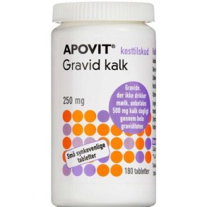 Apovitgravid kalk250 mg 180stk.