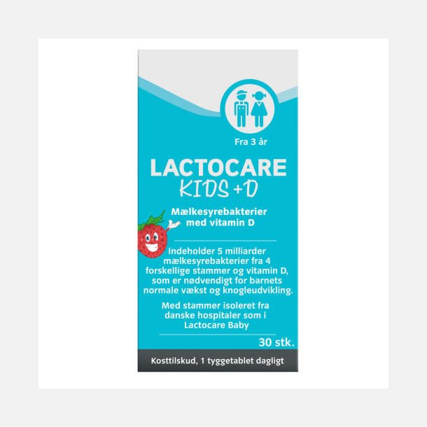 Lactocare Kids +D tyggetabletter 30.stk
