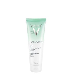 Vichy Normaderm 3-i-1 Scrub + Cleanser + Mask - skrub, rens og ansigtsmaske 125 ml