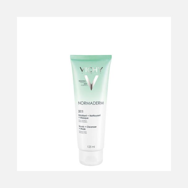 Vichy Normaderm 3-i-1 Scrub + Cleanser + Mask - skrub, rens og ansigtsmaske 125 ml