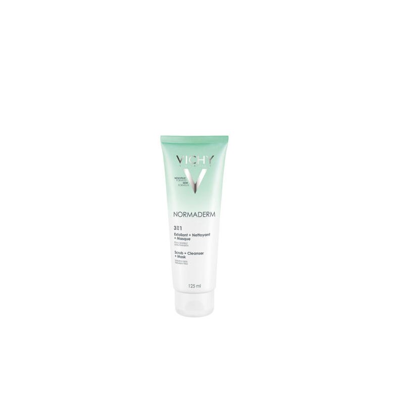 Vichy Normaderm 3-i-1 Scrub + Cleanser + Mask - skrub, rens og ansigtsmaske 125 ml