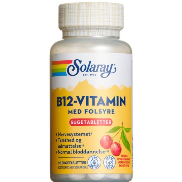 Solaray B12-Vitamin Med Folsyre Sugetablet 90.stk