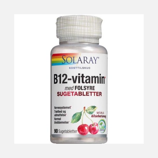 B12-vitamin m/folsyre 90 sugetab. - Solaray