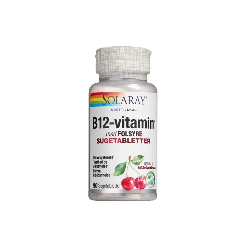 B12-vitamin m/folsyre 90 sugetab. - Solaray