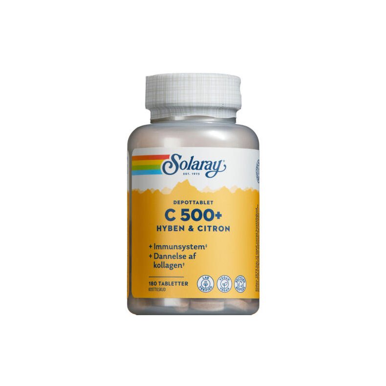 C-vitamin 500 mg M/hyben &amp; citron 180 kapsler - Solaray