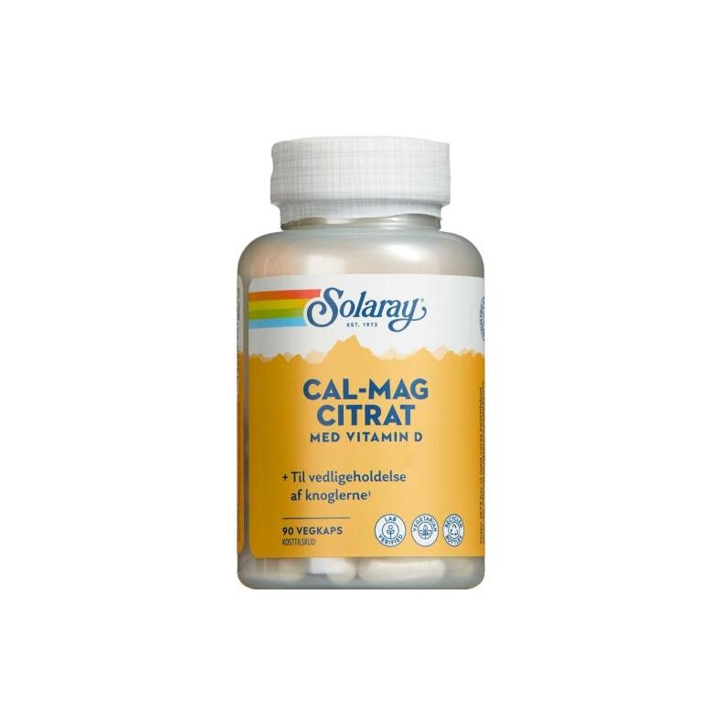 Solaray Cal-Mag Citrat + D-Vitamin Kapsler 90 stk.