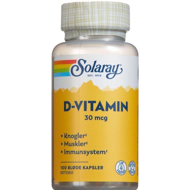 Solaray D-vitamin 30mkg 100 kapsler