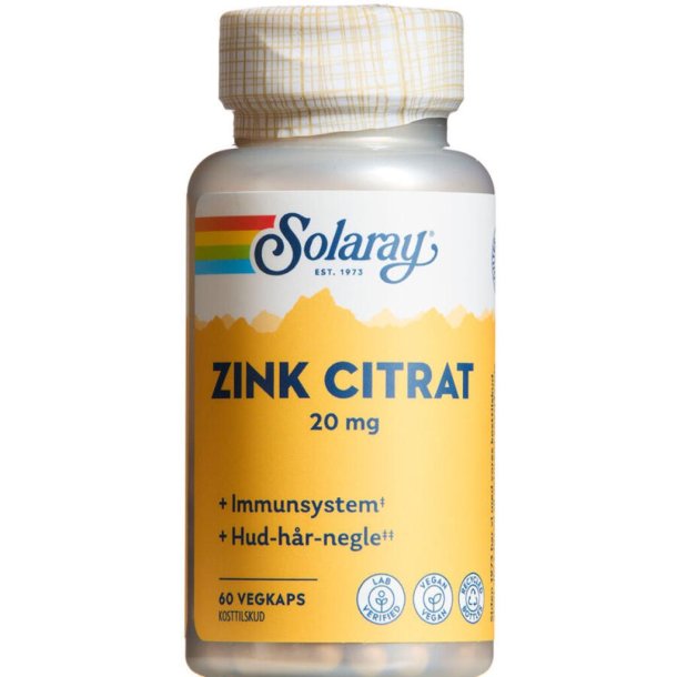 Solaray Zink Citrat 20mg 60 Kapsler 