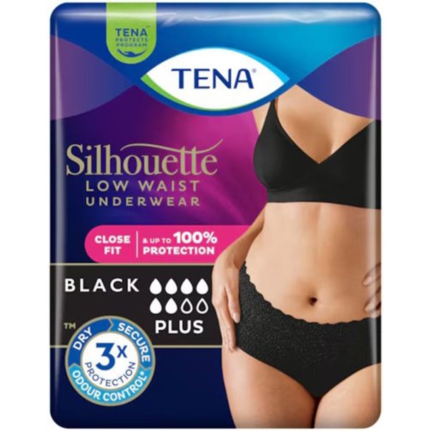 Tena Silhouette Plus Low Waist Sort Str. L