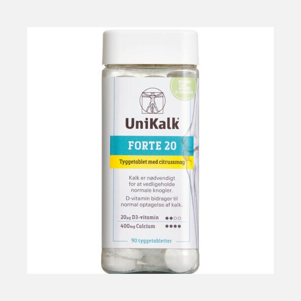 UniKalk Forte 20 Tyggetabletter 90.stk