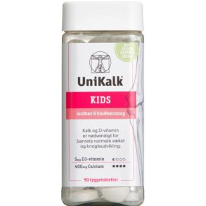 UniKalkKidsJordbr Tyggetablet 90 stk.