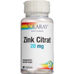 Zink Citrat 20 mg 60 kapsler - Solaray