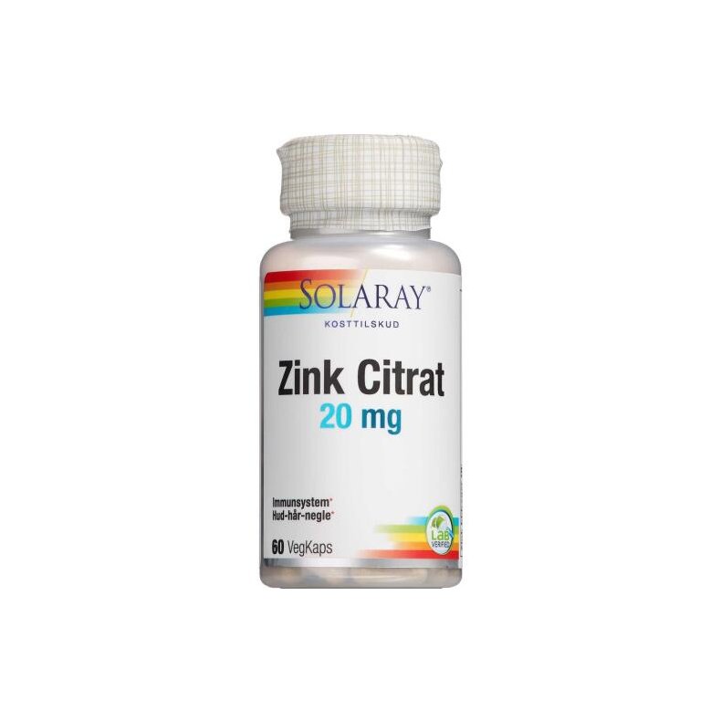 Zink Citrat 20 mg 60 kapsler - Solaray