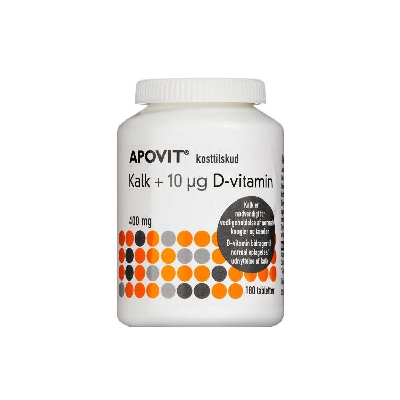 Apovitkalk + 10 mikg D-vitamin 180stk.