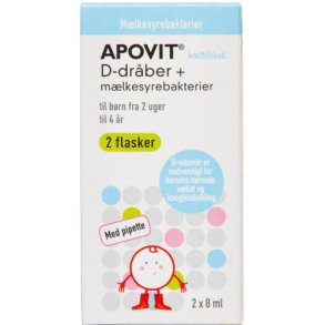 ApovitD-drber + mlkesyrebakterier 2 x 8 ml