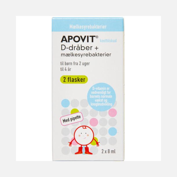 ApovitD-drber + mlkesyrebakterier 2 x 8 ml