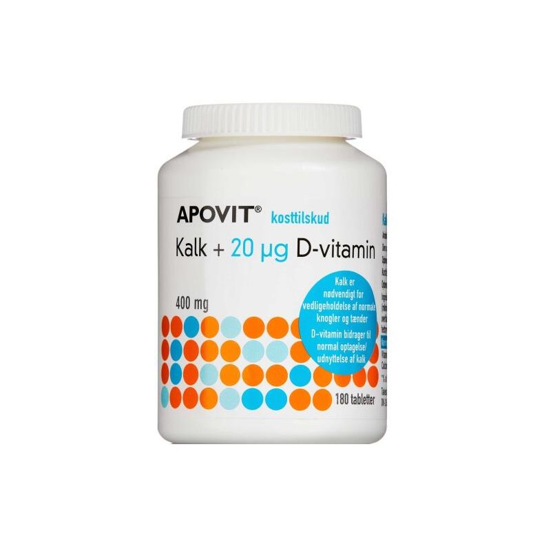 Apovitkalk + 20 mikg D-vitamin 180stk.