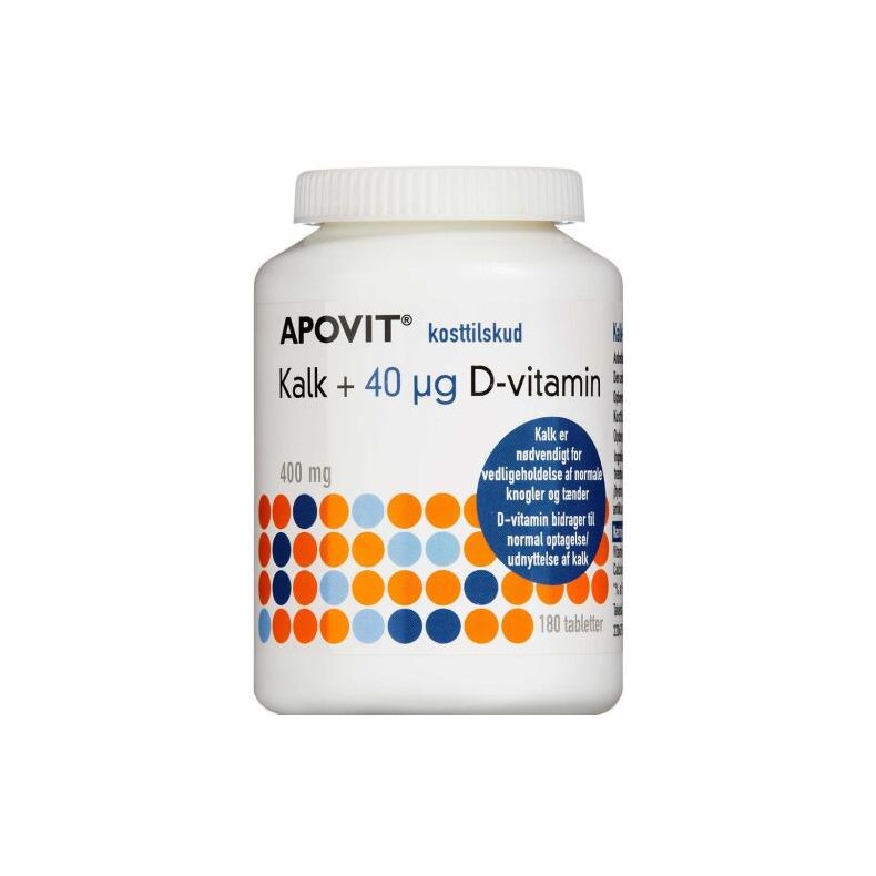 Apovitkalk + 40 mikg D-vitamin 180stk.