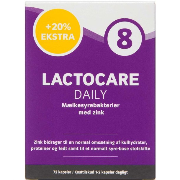 Lactocare Daily, +20%EKSTRA, 72 kapsler