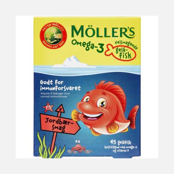 MLLERS OMEGA-3 GELEFISK JORDBR 45ST