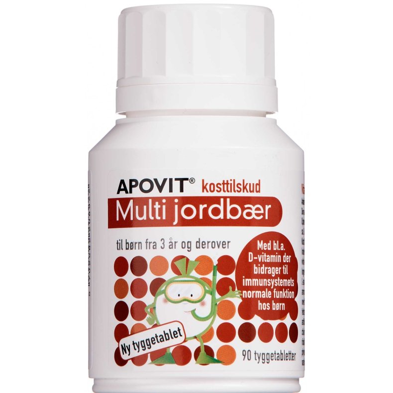 Apovit Multi Brn - Jordbr 90 tyggetabletter